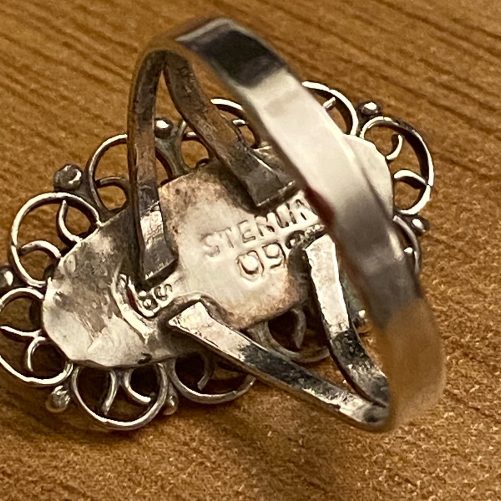 Beautiful vintage mother of pearl sterling silver ring - Picture 4 of 6